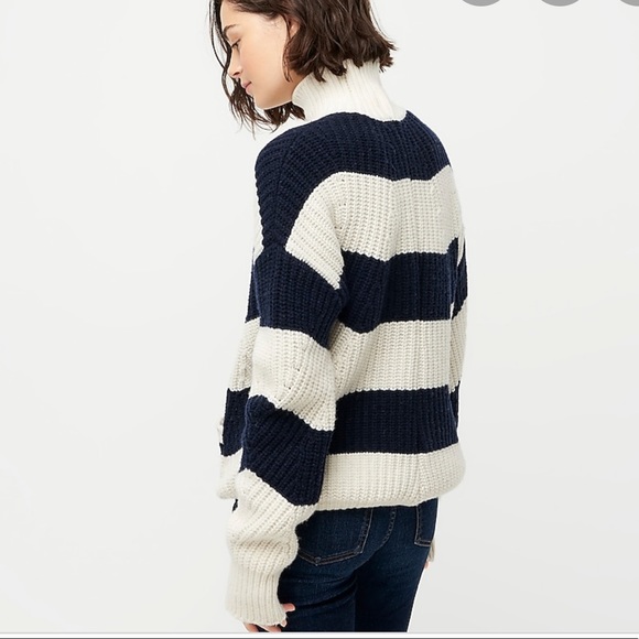 New J. Crew Pocket Stripe Turtleneck Sweater Sz XS - Picture 2 of 13